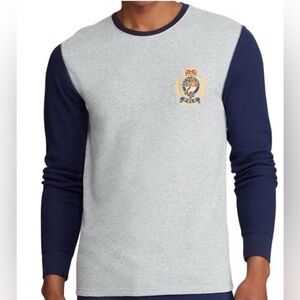 Polo Ralph Lauren Men's Gray/Navy Colorblock Crest Thermal Sleep T-Shirt Sz 3X